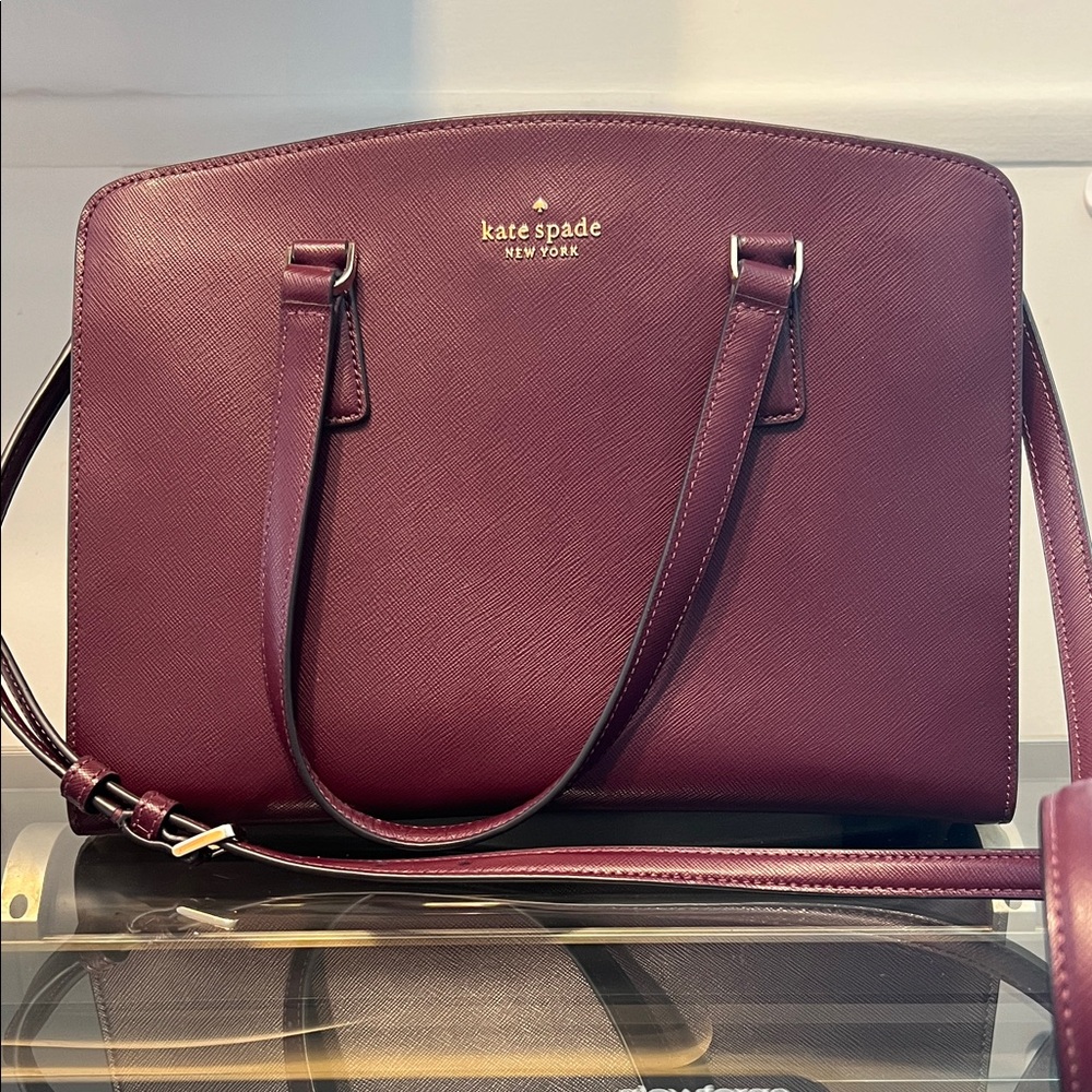 kate spade burgundy satchel handbag